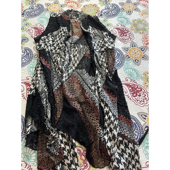 Artsy Boho Kimono Over Piece Mixed Material Witchy Completer Piece Size Large - Picture 5 of 12